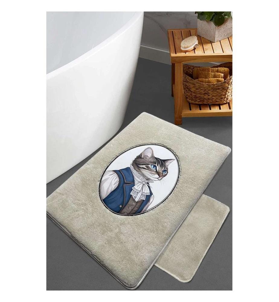 Bathmat Set, 2 Pieces, Stone, 100% POLYESTER