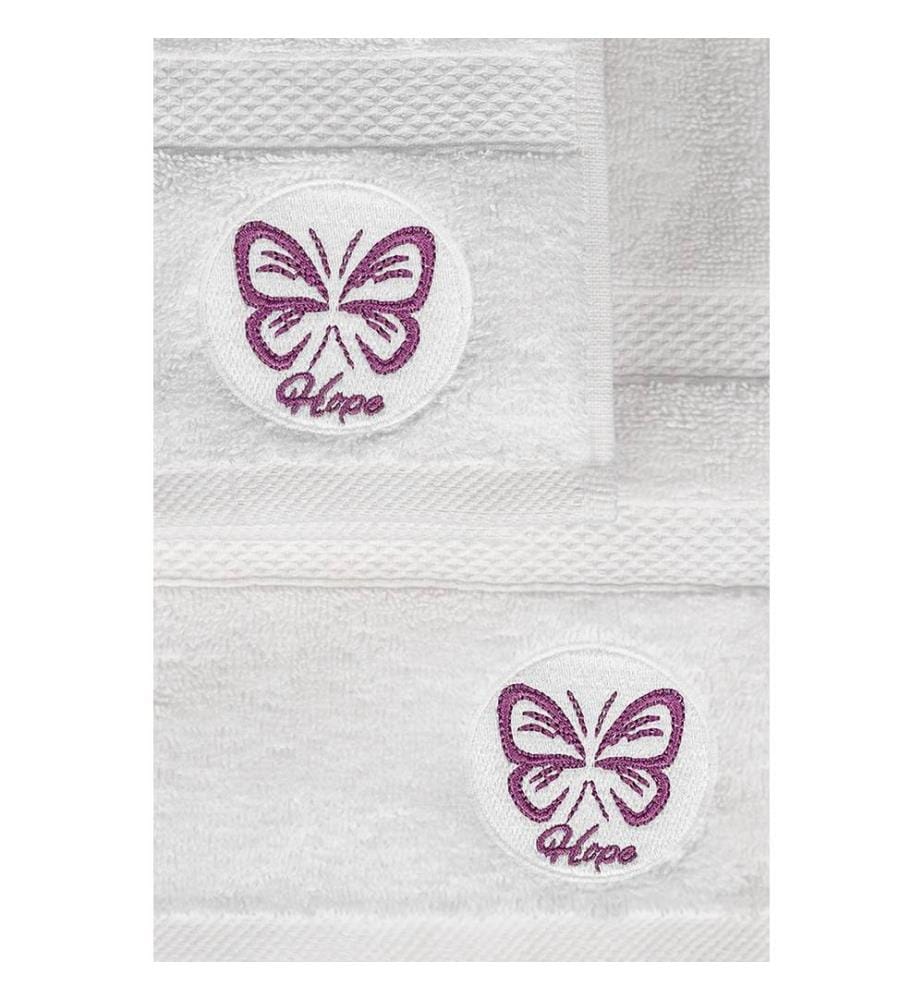 Set di asciugamani e teli da bagno, 2 pezzi, bianco, 100% cotone