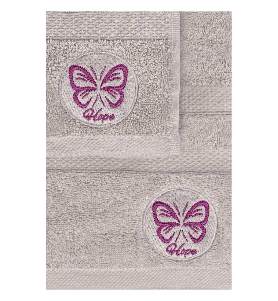 Set di asciugamani e teli da bagno, 2 pezzi, grigio, 100% cotone