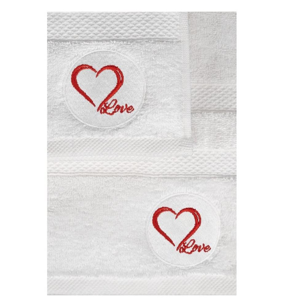 Set di asciugamani e teli da bagno, 2 pezzi, bianco, 100% cotone