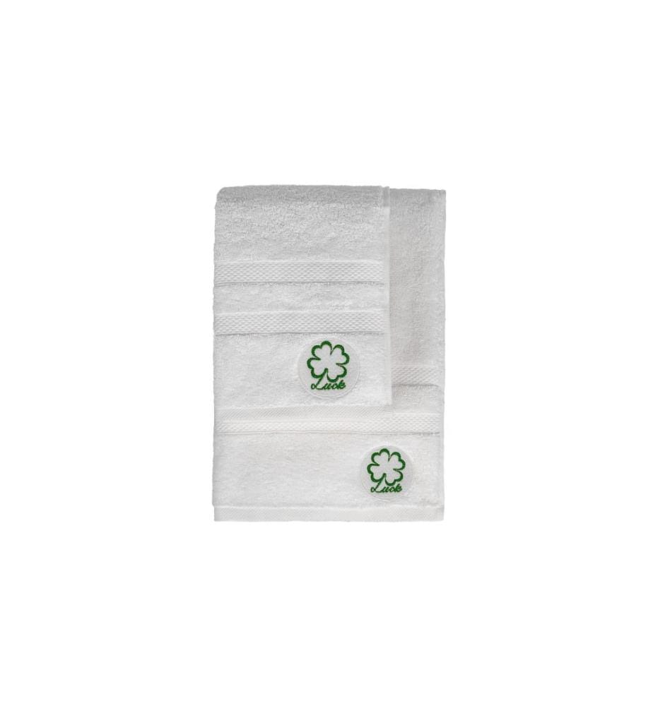 Set di asciugamani e teli da bagno, 2 pezzi, bianco, 100% cotone