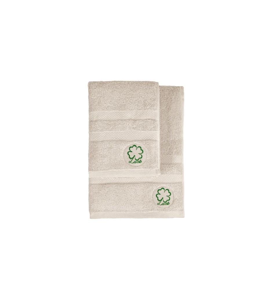 Set di asciugamani e teli da bagno, 2 pezzi, beige, 100% cotone