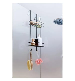 Organizer per bagno, nero, 100% metallo