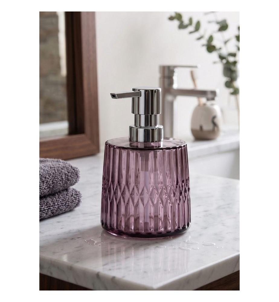 Distributeur de savon, 100 % verre, violet