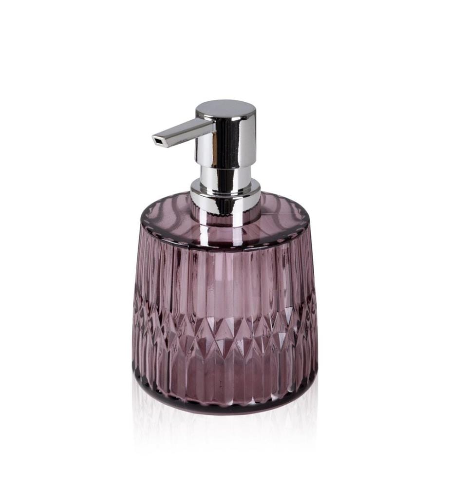 Distributeur de savon, 100 % verre, violet