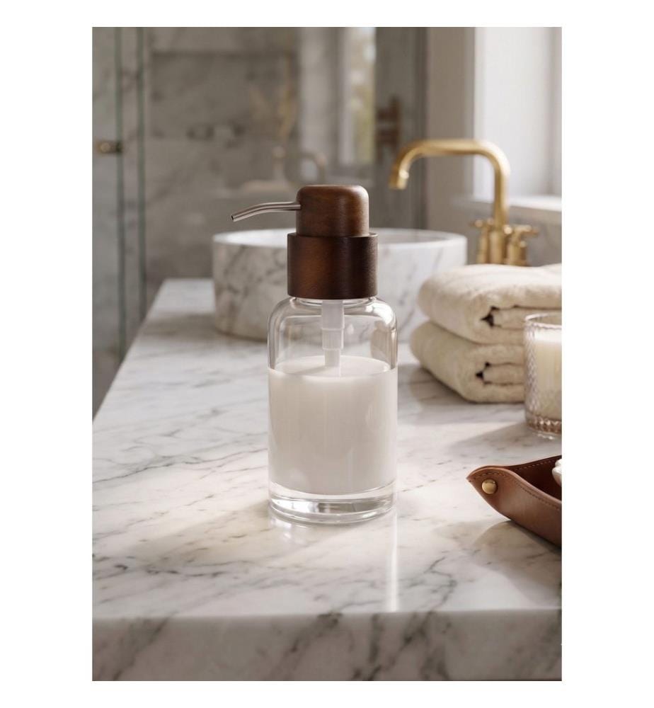 Seifenspender, 100 % Glas, Eiche