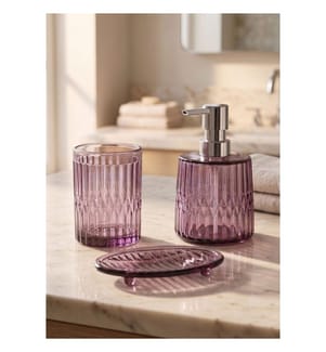 Badezimmer-Set, 3-teilig, 100 % Glas, Lila