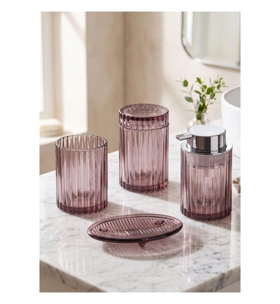Badezimmer-Set, 4-teilig, 100 % Glas, Lila