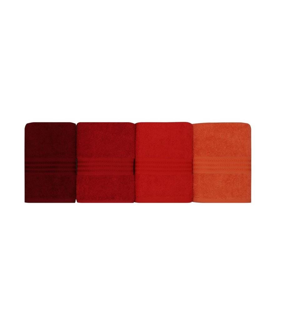 Waschhandtuchset, 4-teilig, 100 % Baumwolle, Hellorange, Orange, Rot, Fuchsia
