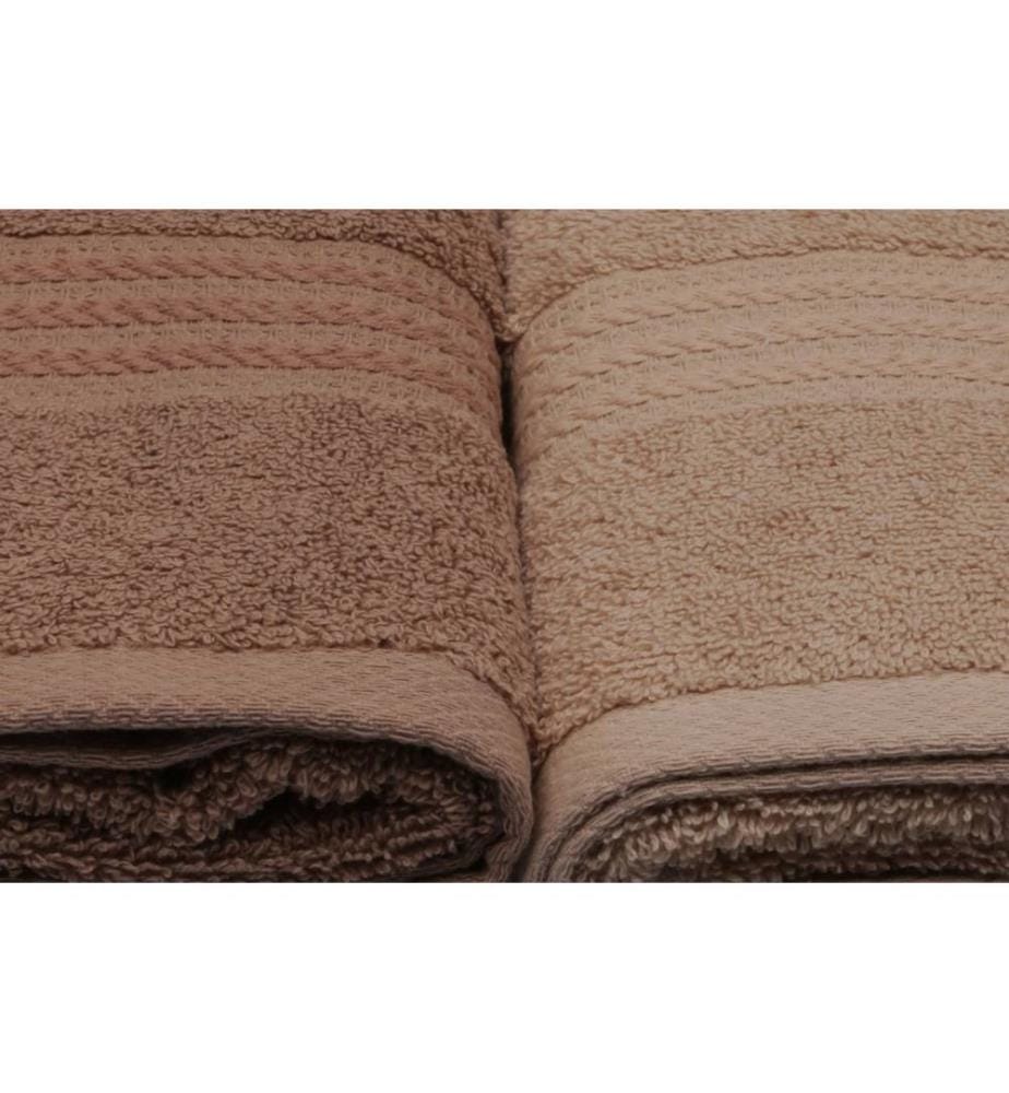 Waschhandtuchset, 4-teilig, 100 % Baumwolle, Creme, Beige, Braun