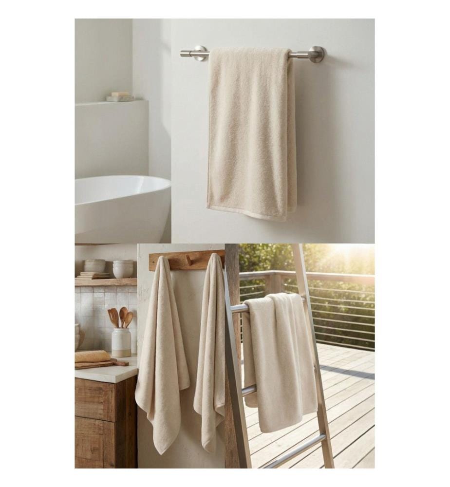 Handtuchset, 6-teilig, 100 % Baumwolle, Beige