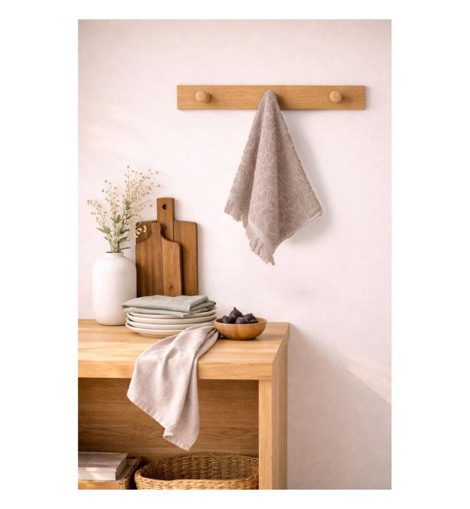 Ensemble de 6 serviettes de toilette, 100 % coton, couleur vison