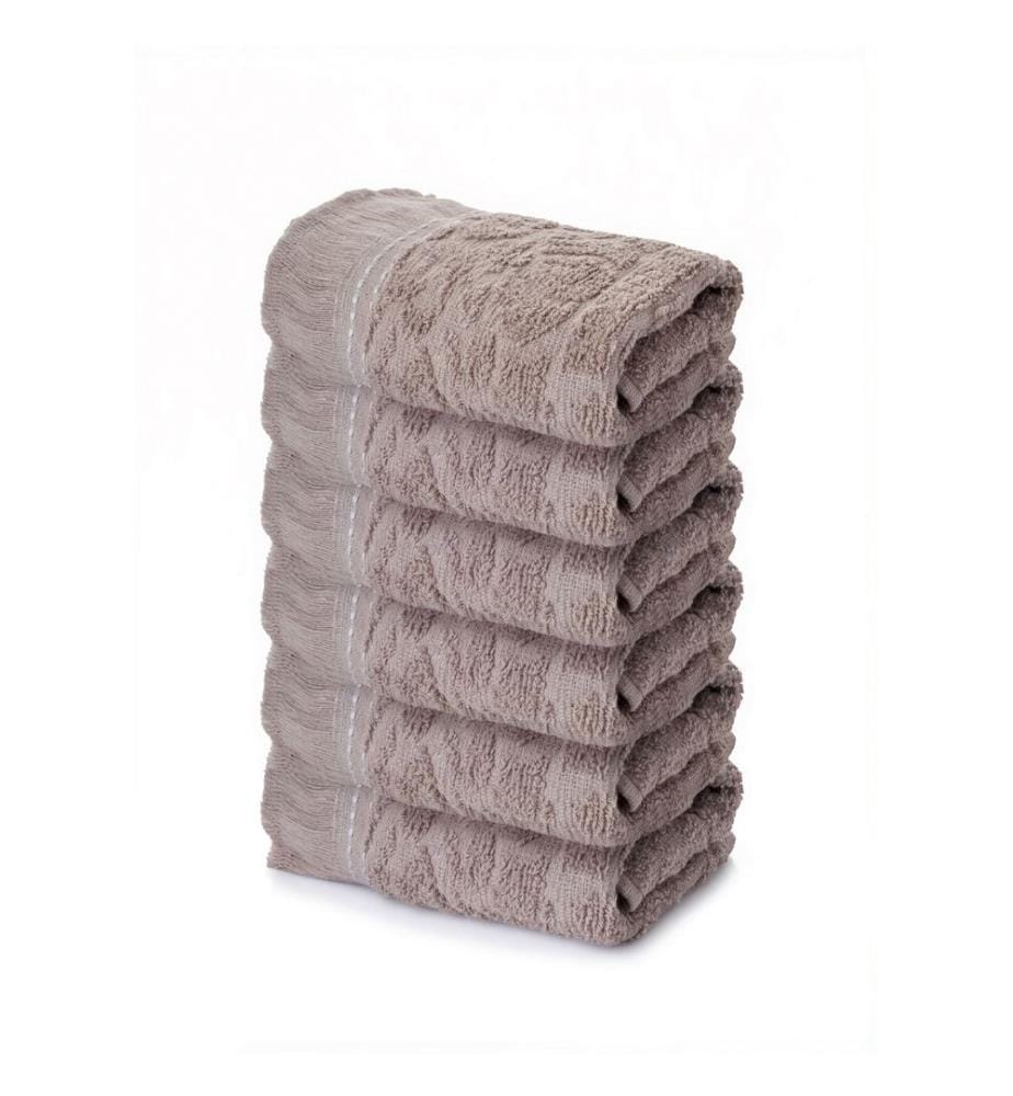 Ensemble de 6 serviettes de toilette, 100 % coton, couleur vison