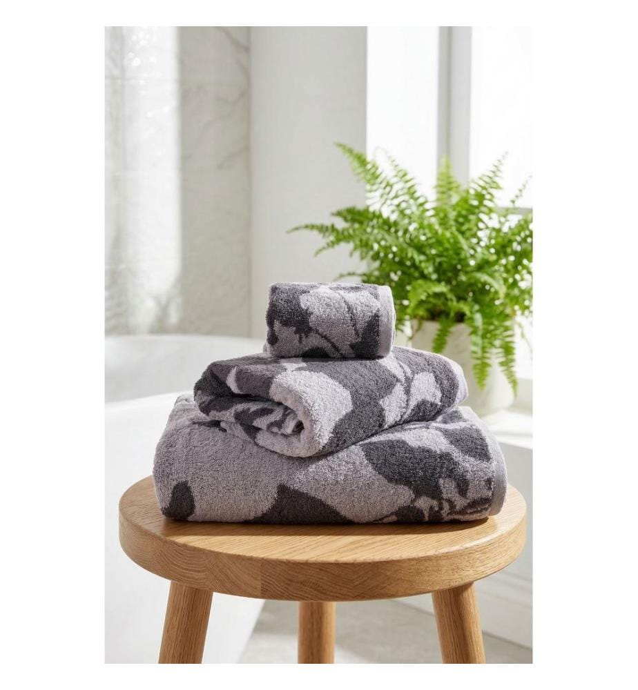 Handtuchset, 3-teilig, 100 % Baumwolle, Grau, Schwarz