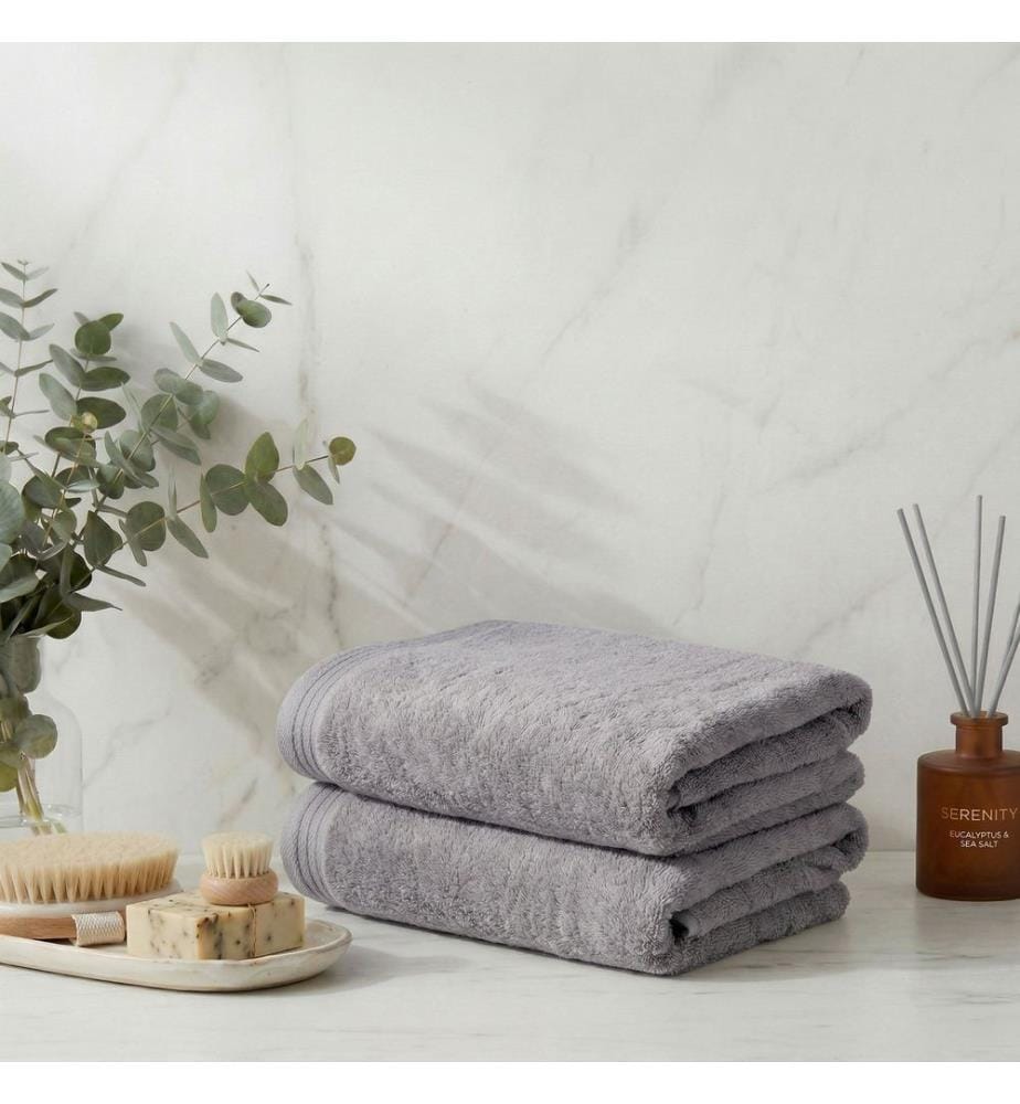 Badetuchset, 2-teilig, 100 % Baumwolle, Grau