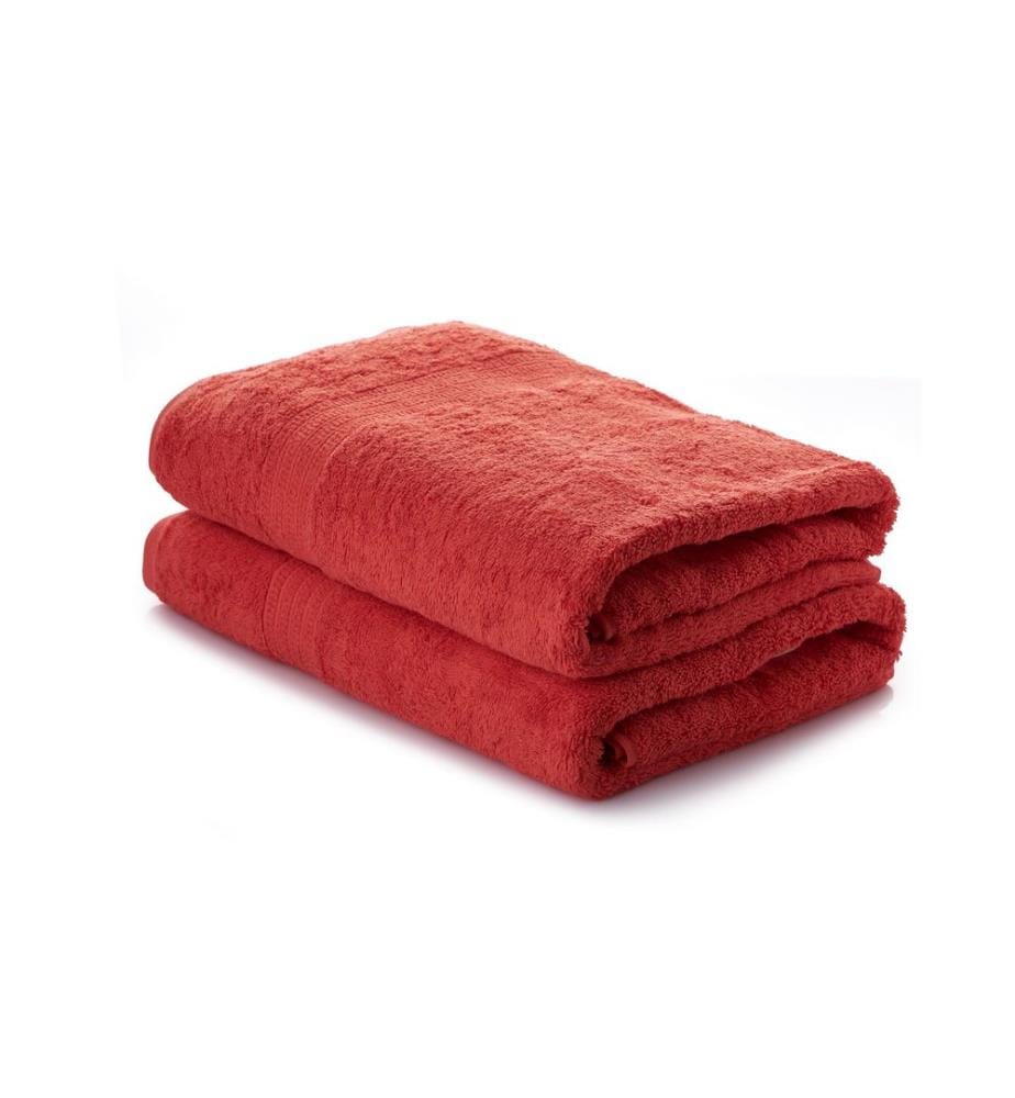 Ensemble de serviettes de bain, 2 pièces, 100 % coton biologique, rouge carreau