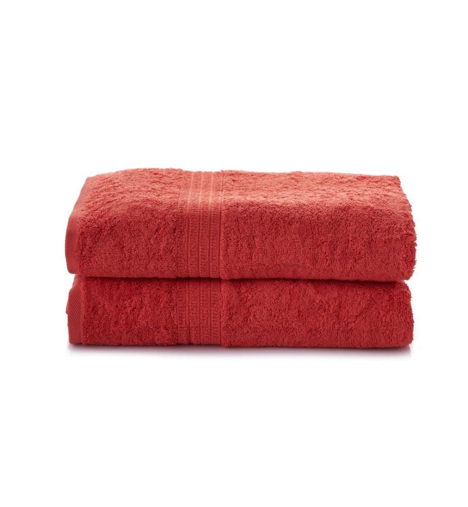 Ensemble de serviettes de bain, 2 pièces, 100 % coton biologique, rouge carreau