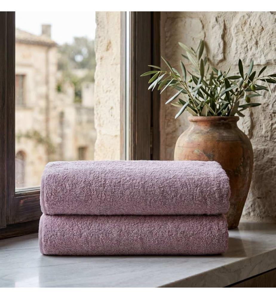 Ensemble de serviettes de bain, 2 pièces, 100 % coton, rose poudré