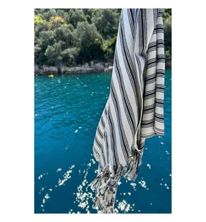 Fouta, Strandtuch, 100 % Baumwolle, Schwarz