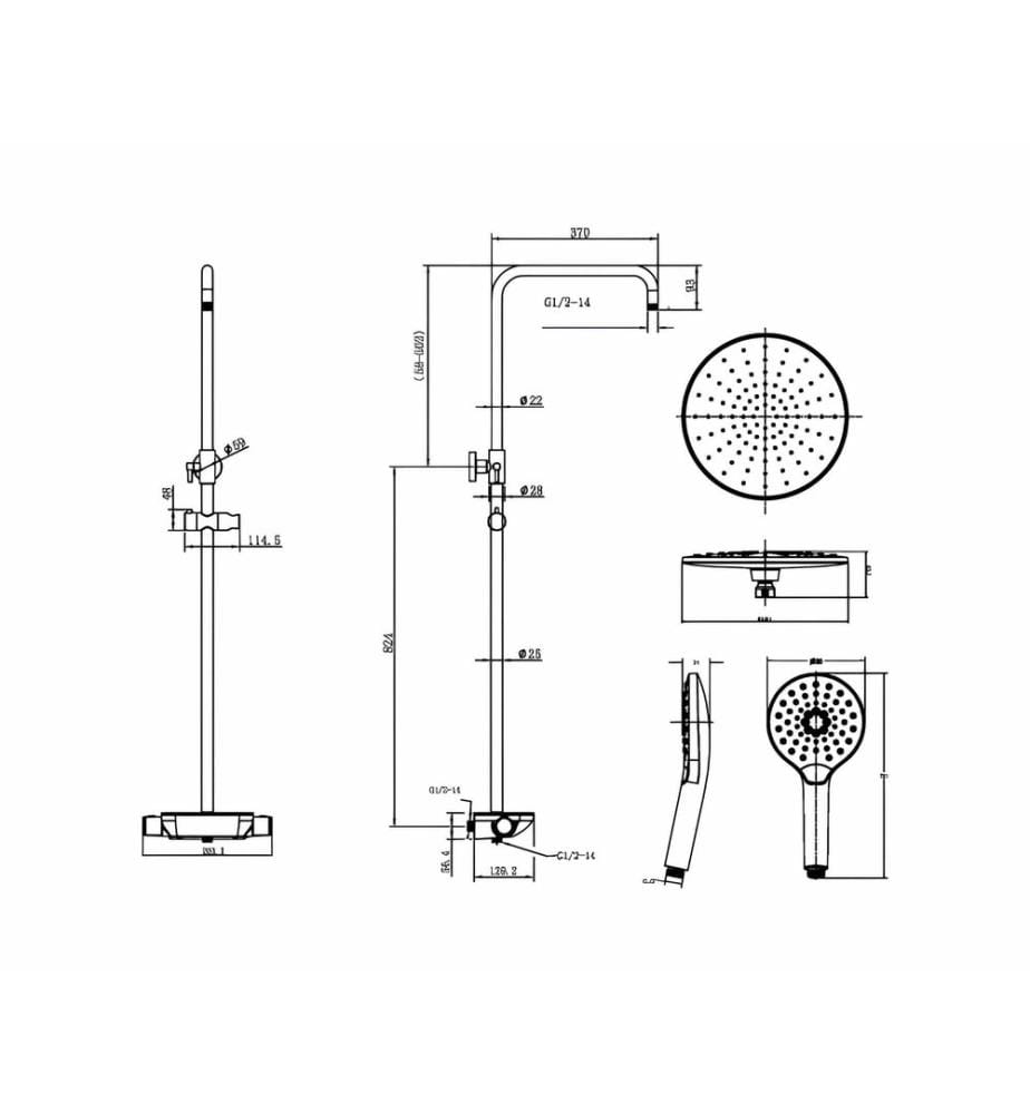 Ensemble de robinetterie de douche, 100% CHROME, Chrome