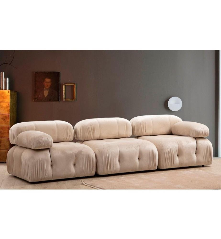 1-Sitz-Sofa, Creme, Gestell aus Buchenholz - Spanplatte, Stoff aus Polyester