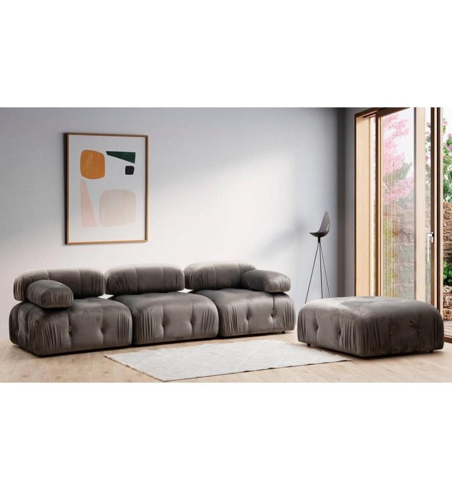 1-Sitz-Sofa, Grau, Gestell aus Buchenholz - Spanplatte, Stoff aus Polyester