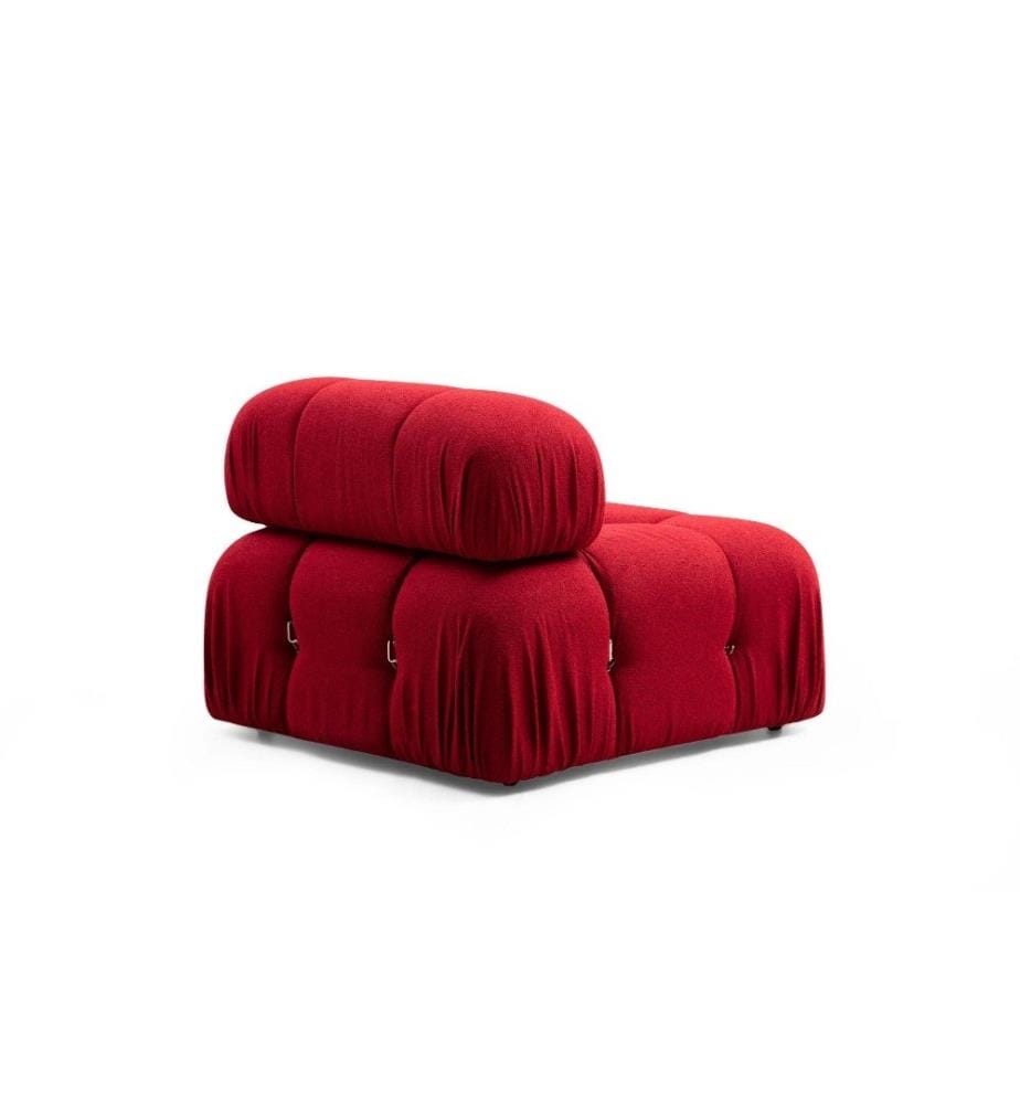1-Sitz-Sofa, Rot, Gestell aus Buchenholz - Spanplatte, Stoff aus Polyester