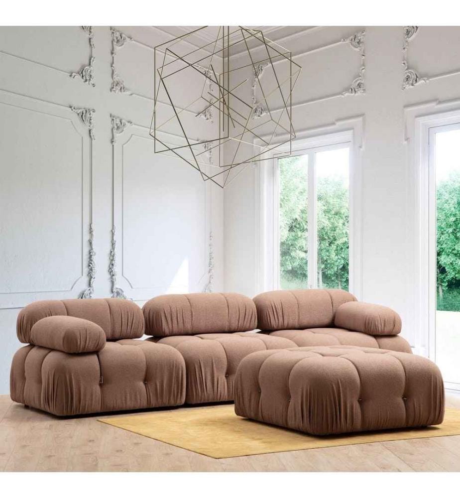 1-Sitz-Sofa, Braun, Gestell aus Buchenholz - Spanplatte, Stoff aus Polyester