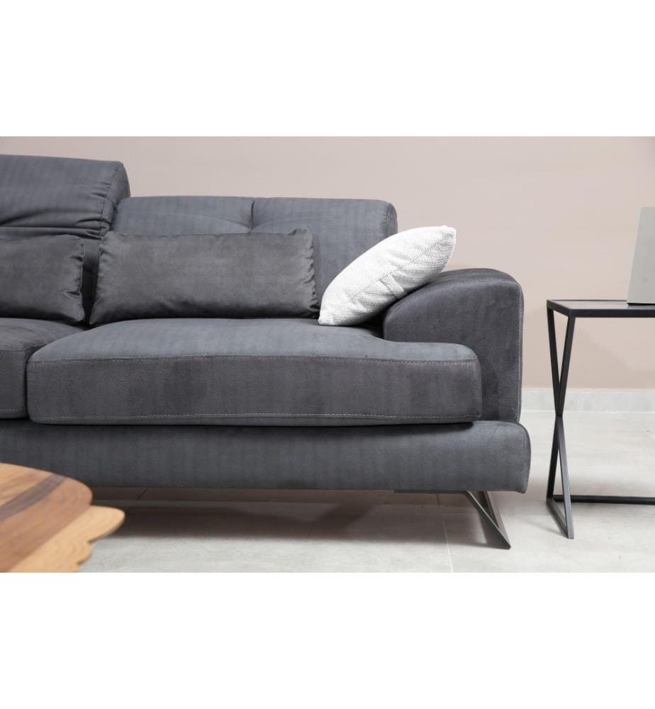 2-Sitz-Sofa, Anthrazit, Gestell aus Buchenholz - Spanplatte, Polyestergewebe