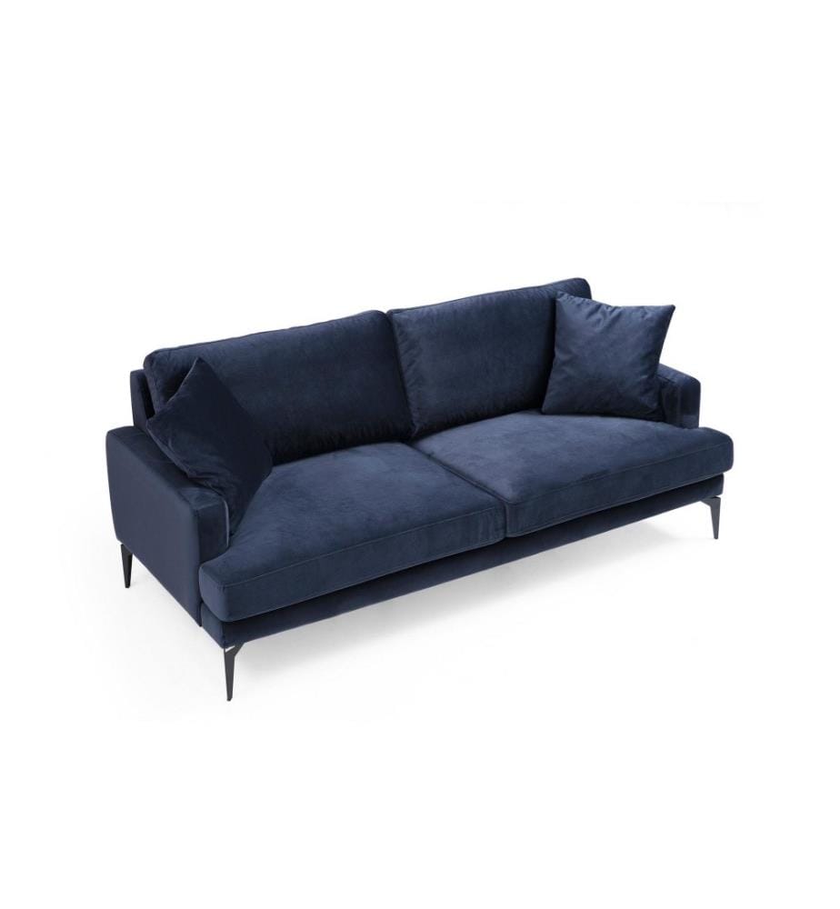 2-Sitz-Sofa, Marineblau, Gestell aus Buchenholz - Spanplatte, Stoff aus Polyester
