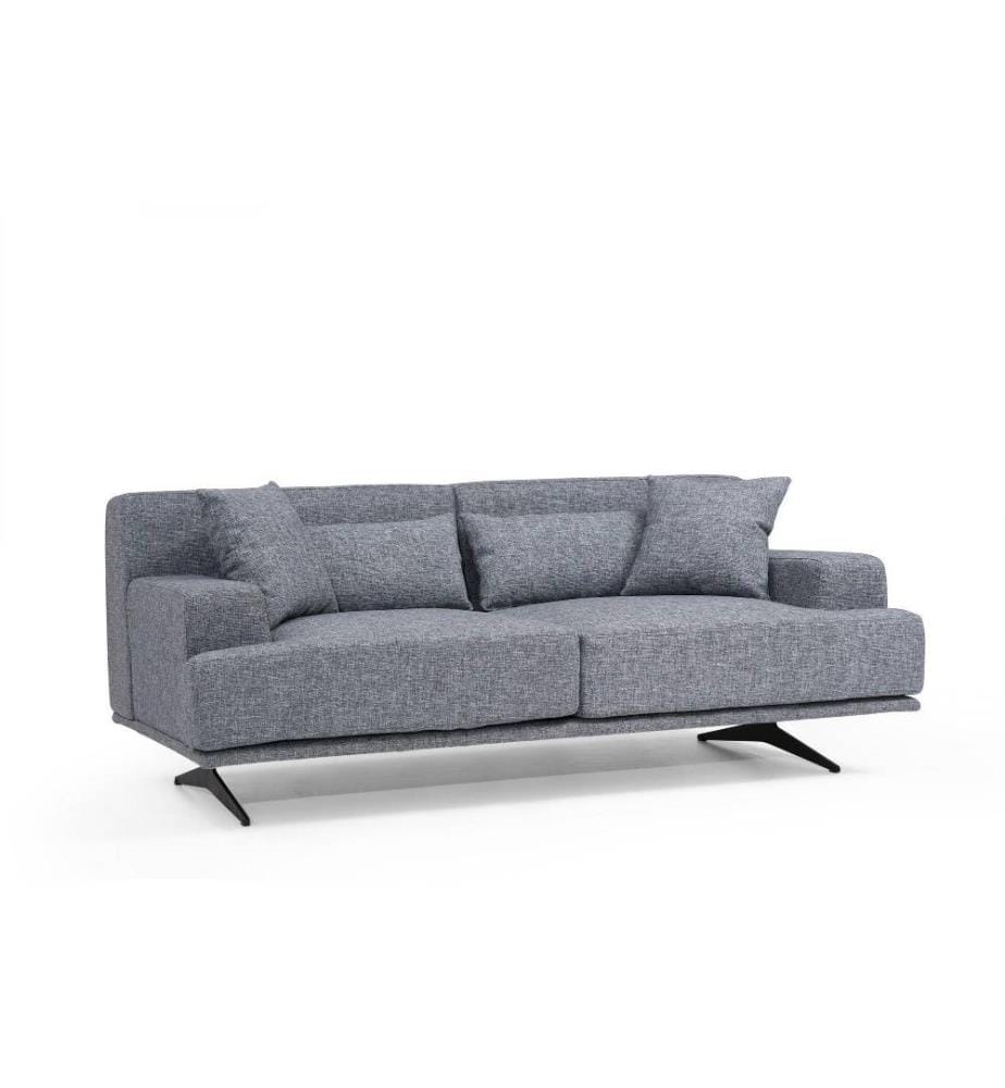 2-Sitz-Sofa, Grau, Gestell aus Buchenholz - Spanplatte, Stoff aus Polyester