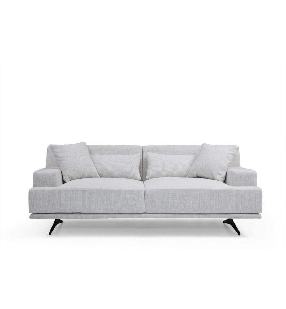 2-Seat Sofa, Beige, Beech Wood - Chipboard Frame, Polyester Fabric