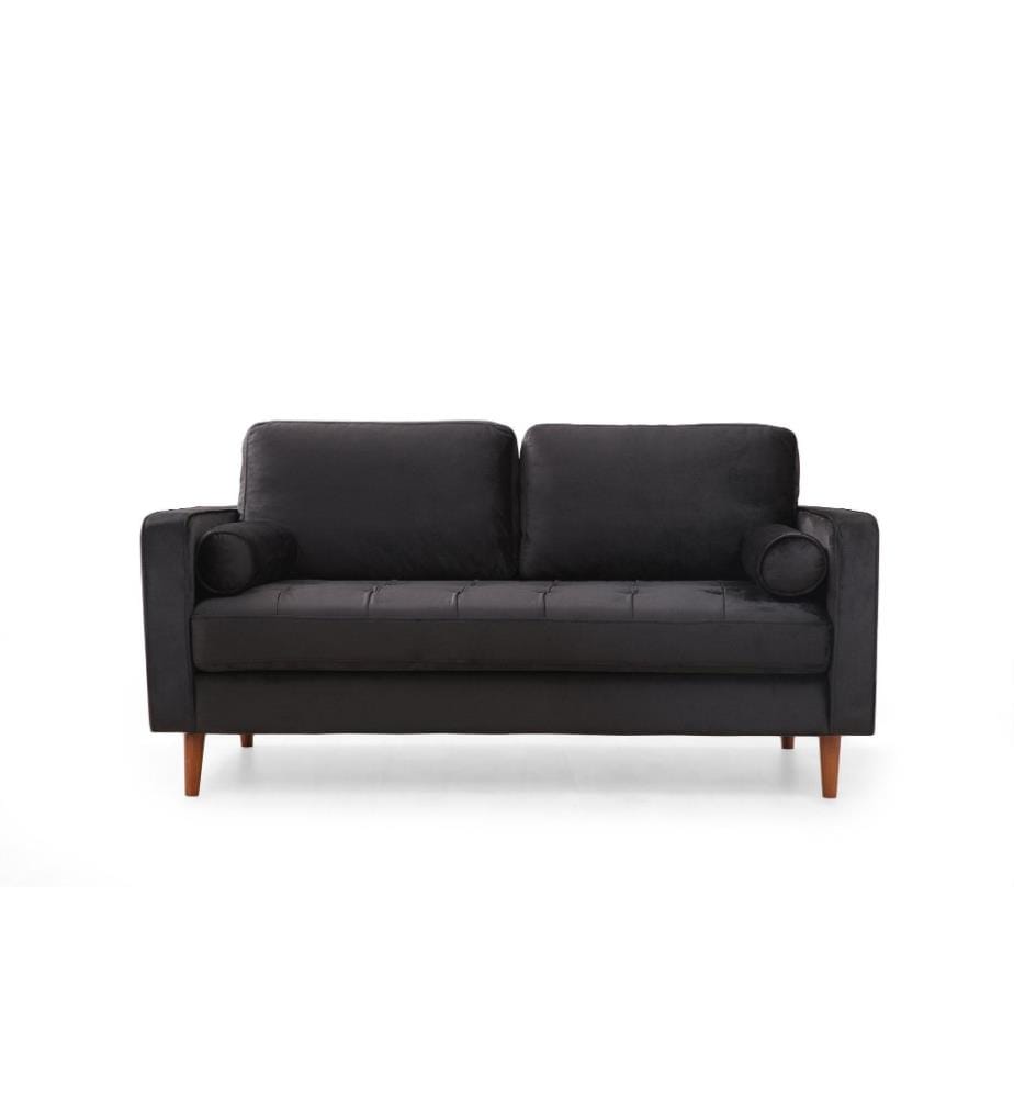 2-Sitz-Sofa, Schwarz, Eiche, Buche - Spanplattenrahmen, Polyestergewebe