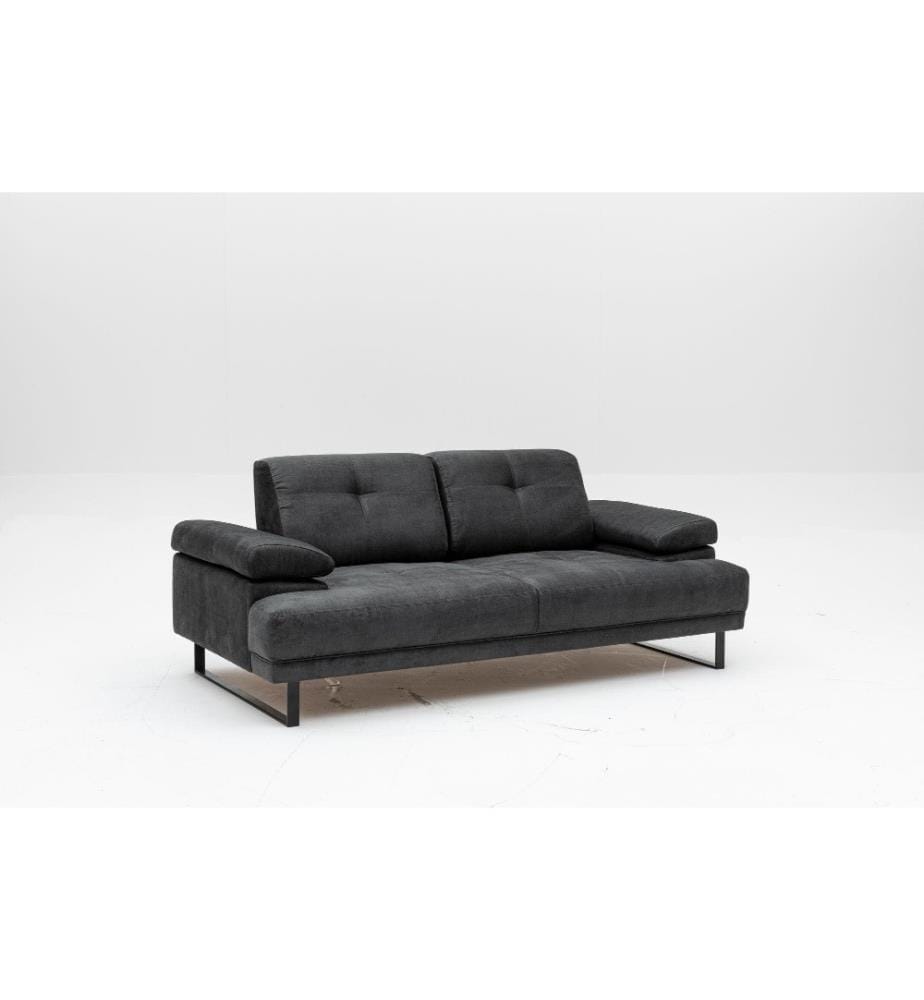 2-Sitz Sofa-Bett, Anthrazit, Buchenholz - Spanplattenrahmen, Polyester Stoff