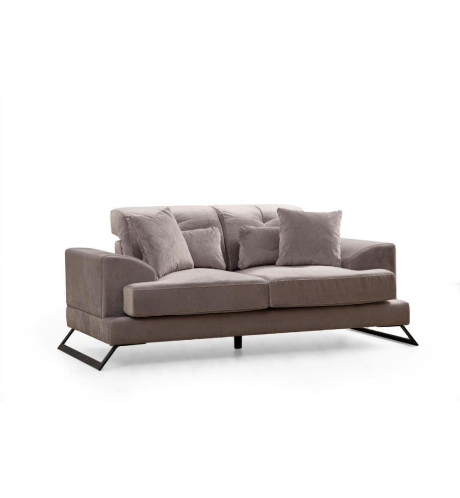 2-Sitz-Sofa, Hellgrau, Gestell aus Buchenholz - Spanplatte, Polyestergewebe