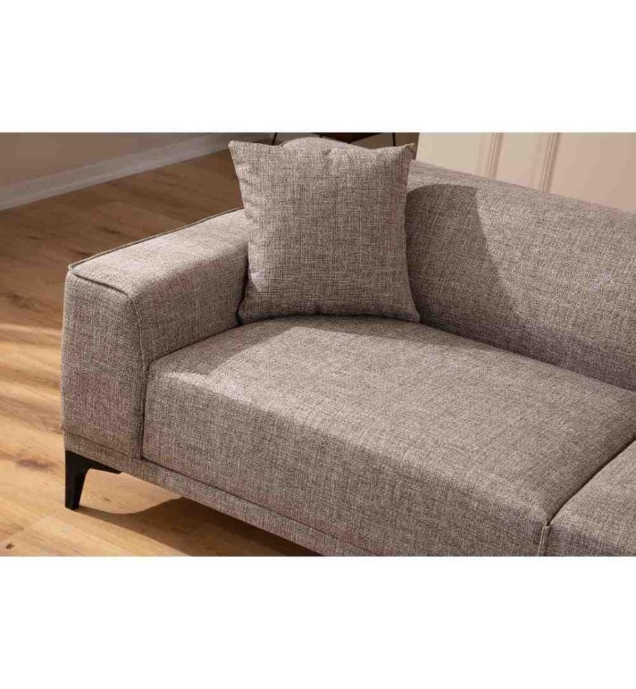 2-Sitz-Sofa, Fawn, Gestell aus Buchenholz - Spanplatte, Polyester-Stoff