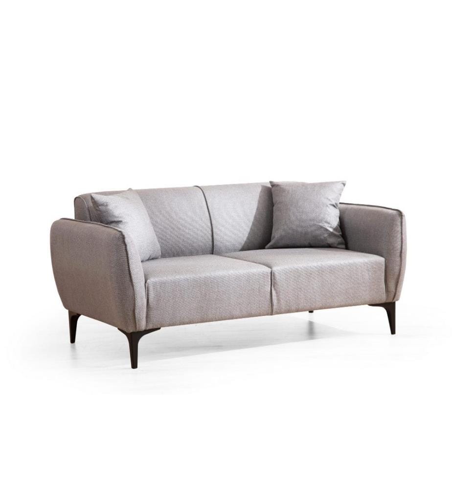 2-Sitz-Sofa, Grau, Gestell aus Buchenholz - Spanplatte, Stoff aus Polyester