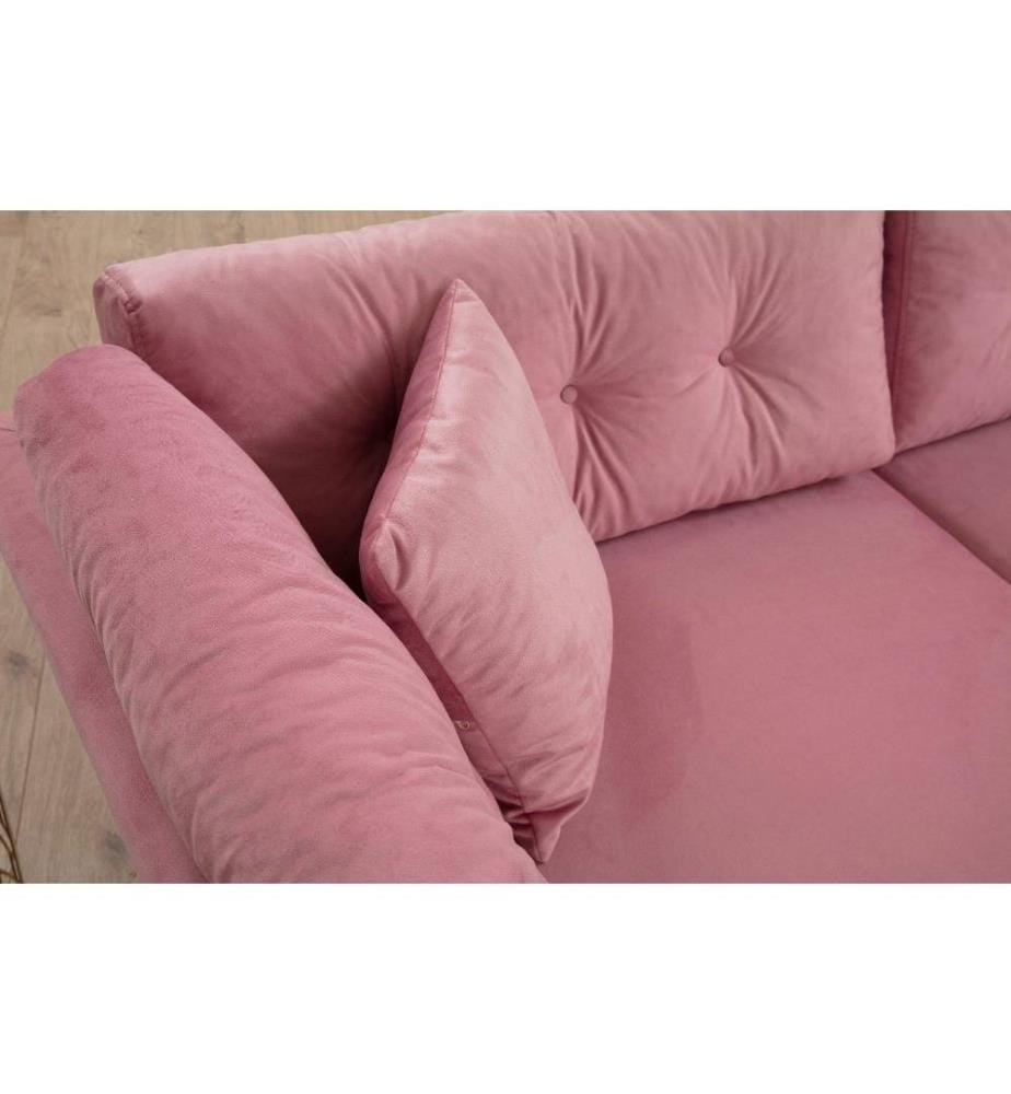 3-Sitz-Sofa, Dusty Rose, Gestell aus Buchenholz - Spanplatte, Polyester-Stoff