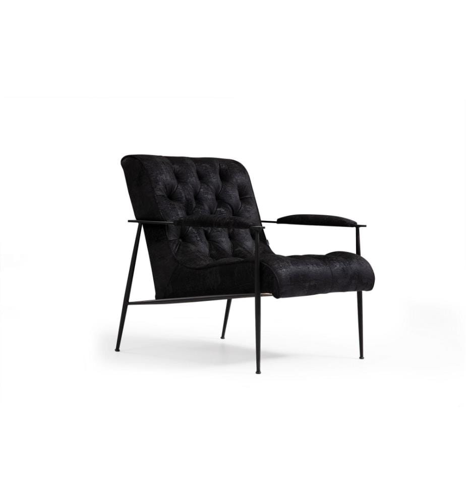 Wing Chair, Black, Beech Wood - Chipboard Frame, Polyester Fabric