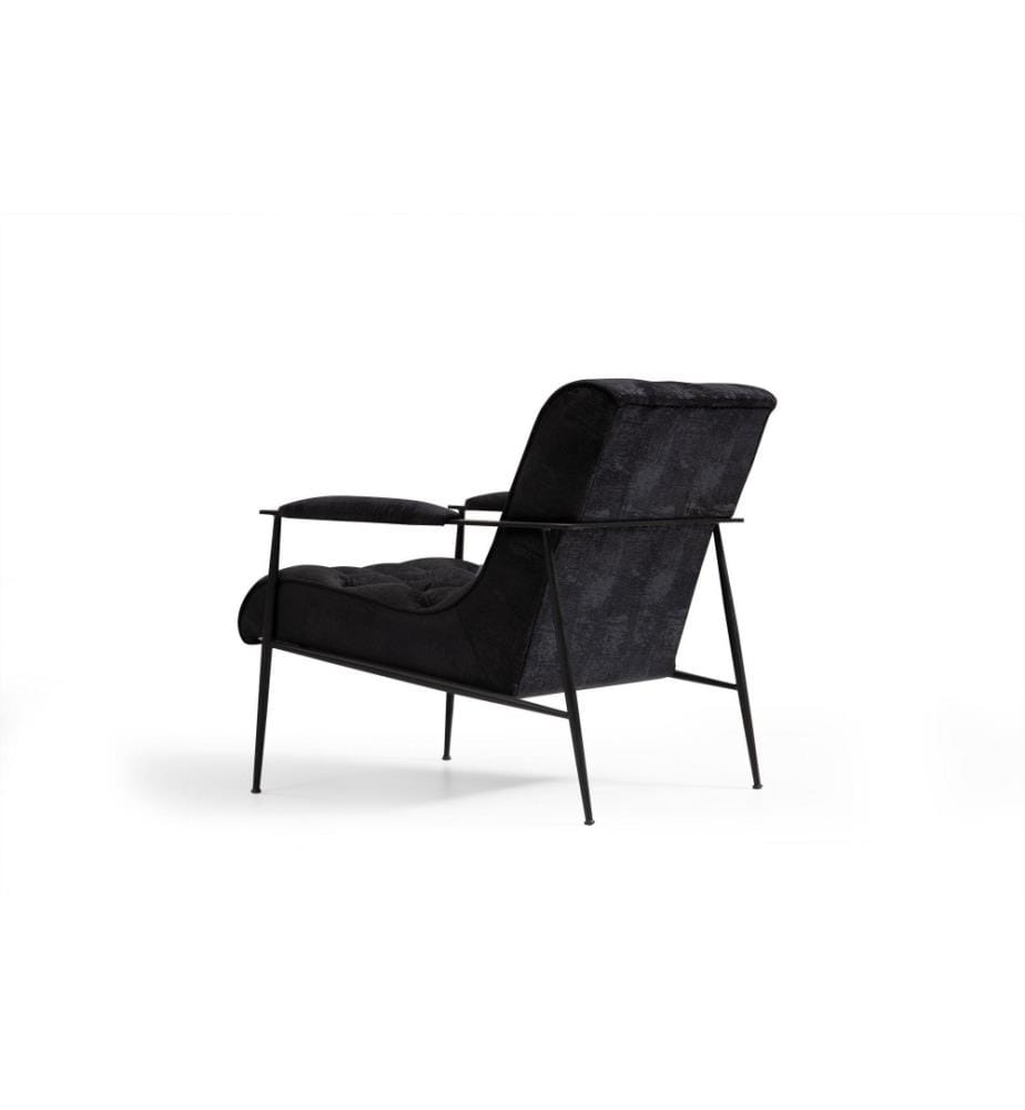 Wing Chair, Black, Beech Wood - Chipboard Frame, Polyester Fabric