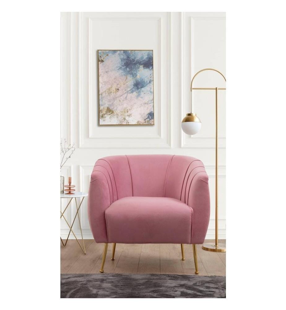 Ohrensessel, Dusty Rose, Gestell aus Buchenholz - Spanplatte, Polyestergewebe