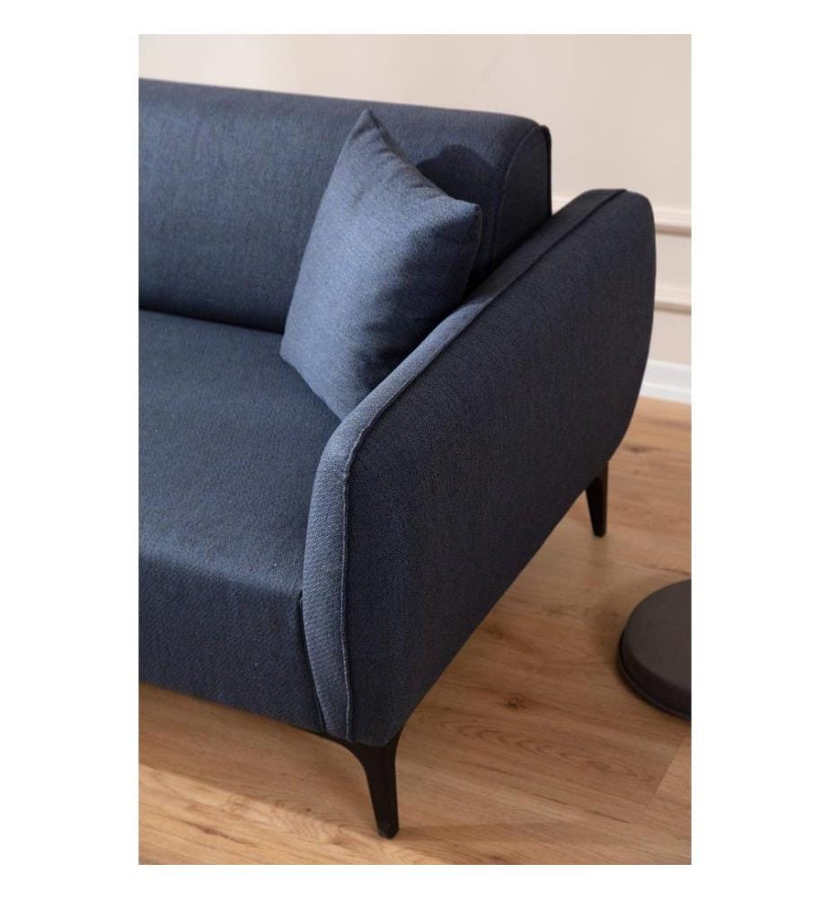 Ecksofa, Blau, Gestell aus Buchenholz - Spanplatte, Stoff aus Polyester