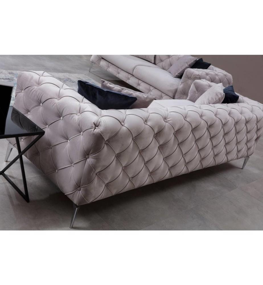 2-Sitz-Sofa, Hellgrau, Gestell aus Buchenholz - Spanplatte, Polyestergewebe