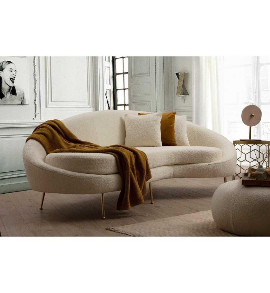 3-Sitz-Sofa, Creme, Gestell aus Buchenholz - Spanplatte, Polyestergewebe