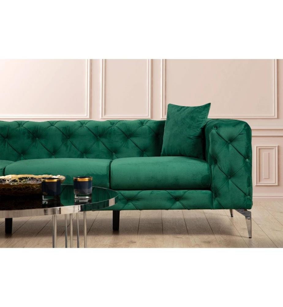 2-Sitz-Sofa, Grün, Gestell aus Buchenholz - Spanplatte, Polyestergewebe