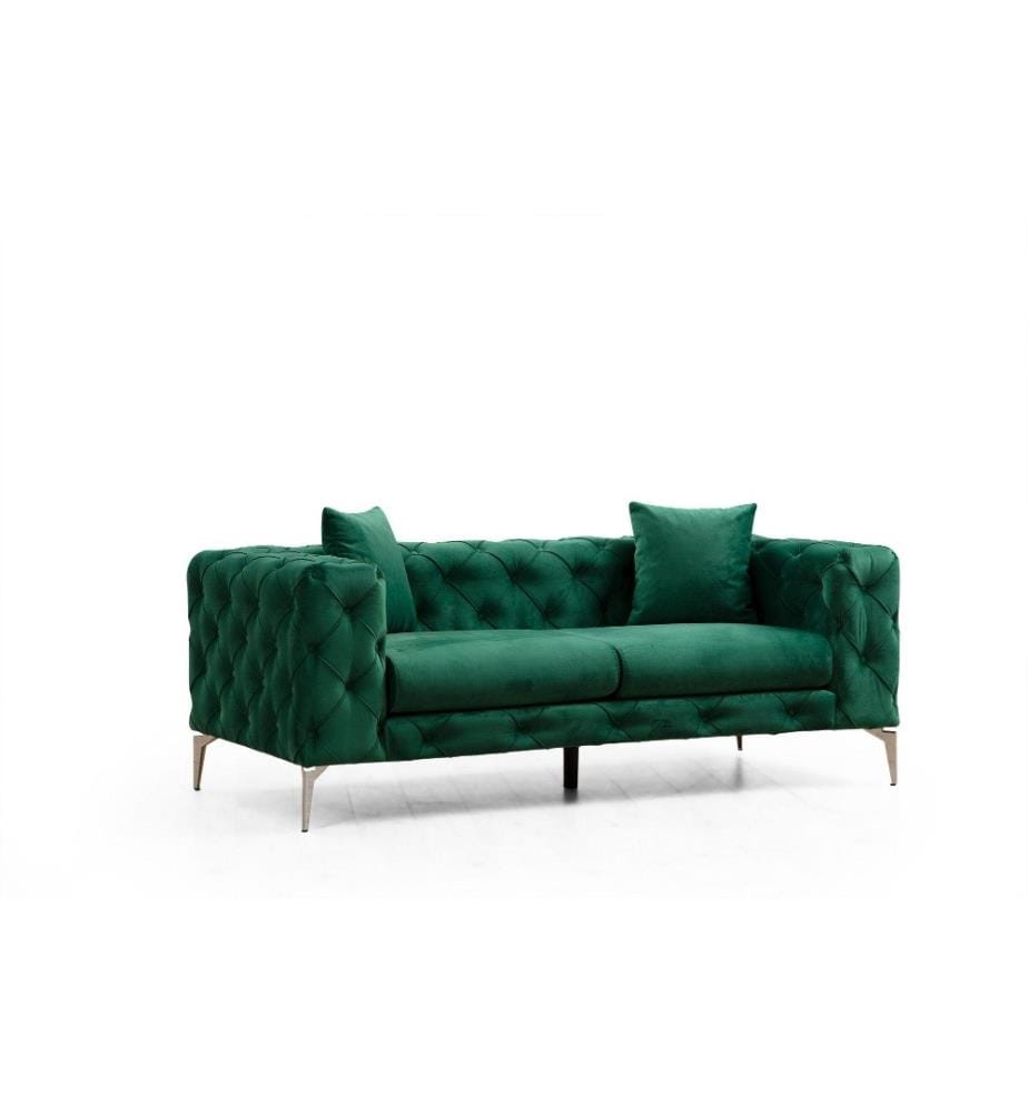 2-Sitz-Sofa, Grün, Gestell aus Buchenholz - Spanplatte, Polyestergewebe