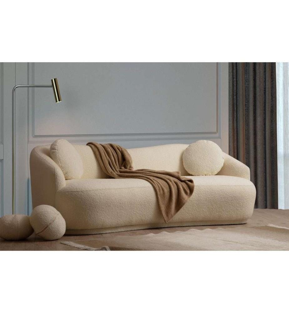 3-Sitz-Sofa, Creme, Gestell aus Buchenholz - Spanplatte, Polyestergewebe