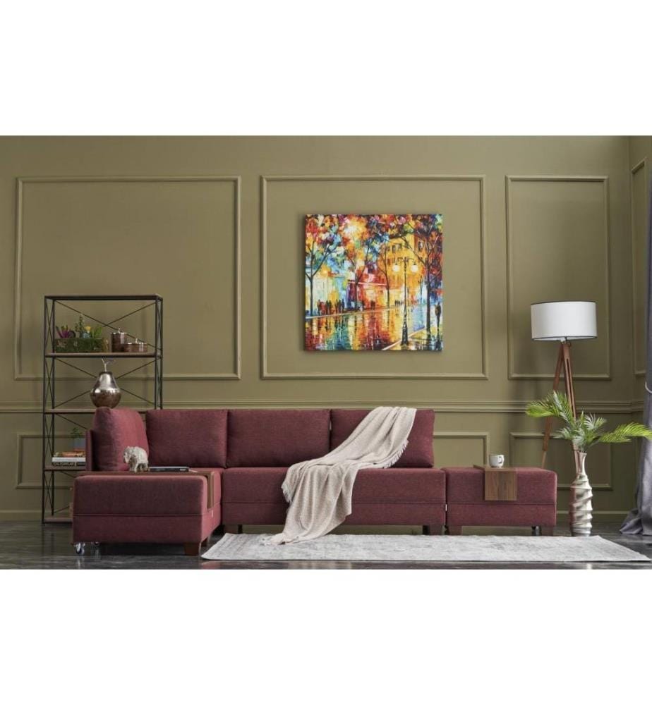 Ecksofa-Bett, weinrot, Rahmen aus Holzfaserplatten, Polyester-Gewebe