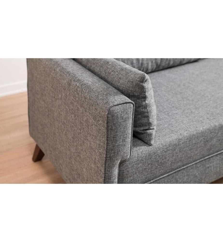 3-Sitz Sofa-Bett, Grau, Holz - MDF Rahmen, Polyester Stoff