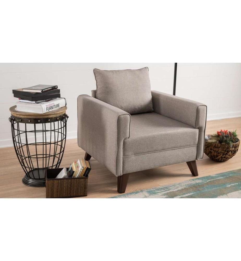 1-Sitz Sofa, Creme, Holz - MDF Rahmen, Polyester Stoff